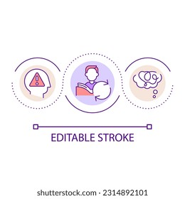 Memorization problem loop concept icon. Concentrating trouble. Low focusing. Ineffective studying abstract idea thin line illustration. Isolated outline drawing. Editable stroke. Arial font used