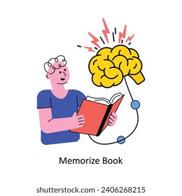 Memorizar la ilustración de diseño de esquema relleno del vector del libro. Símbolo del archivo EPS 10 de fondo blanco 
