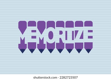 Memorize text with Pen symbol creative ideas design, vector illustration graphic design. Memorize typography negative space word vector illustration.