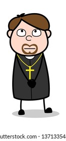 Memorizing - Cartoon Priest Religious Vector Illustration