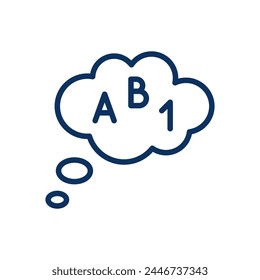 Icono de memorización. Ilustración delgada de una burbuja de pensamiento del proceso de aprendizaje, la memoria y el desarrollo infantil. Signo de Vector de contorno aislado.	