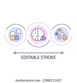 Memory bias loop concept icon. Recall in psychology. Shifting realities facts. Cognitive prejudice abstract idea thin line illustration. Isolated outline drawing. Editable stroke. Arial font used