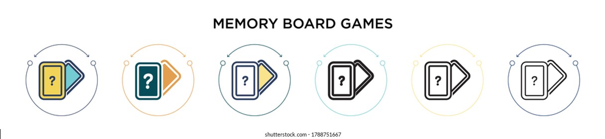 Memory board games icon in filled, thin line, outline and stroke style. Vector illustration of two colored and black memory board games vector icons designs can be used for mobile, ui, web