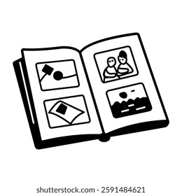 Memory book icon in hand drawn style 
