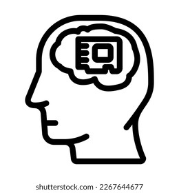 memory brain line icon vector. memory brain sign. isolated contour symbol black illustration