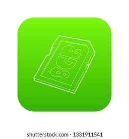 Memory card 8 gb icon green vector isolated on white background