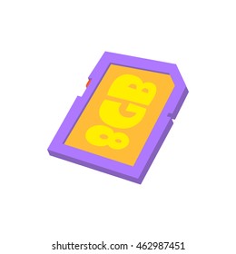 Memory card 8 gb icon in cartoon style isolated on white background. Storage symbol