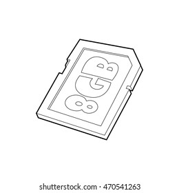 Memory card 8 gb icon in outline style isolated on white background. Storage symbol