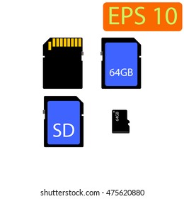 Memory card blue, also micro SD eps 10