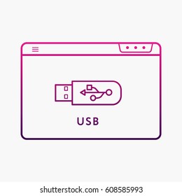 Memory Card and Browser Icon. Flat Isolated Graphic Vector Outline Design