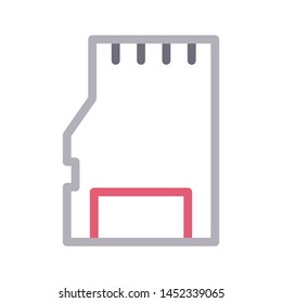 memory card colour line vector icon