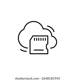 Memory Card Data And Cloud Storage Concept Minimal Line Icon