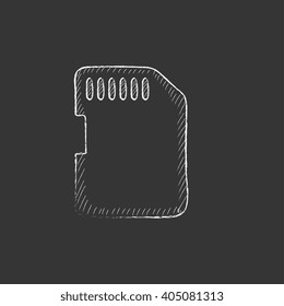Tarjeta de memoria. Dibujado en un icono de tiza.