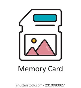 Ilustración de diseño de iconos de esquema rellenados con tarjeta de memoria. Símbolo Art and Crafts sobre fondo blanco Archivo EPS 10