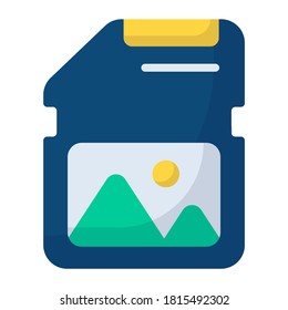 memory card flat icon , photography and digital art flat vector design
