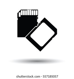 Memory card icon. Black background with white. Vector illustration.