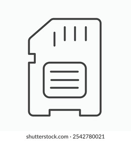 Speicherkartensymbol in schwarz-weiß umrissenem Strich