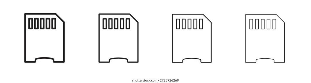 Concepto de icono de tarjeta de memoria. Símbolo de línea delgada. Vector de estilo de contorno simple