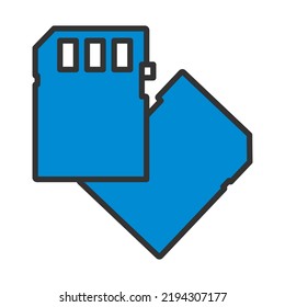 Memory Card Icon. Editable Bold Outline With Color Fill Design. Vector Illustration.