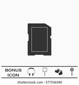 Memory card icon flat. Black pictogram on white background. Vector illustration symbol and bonus button