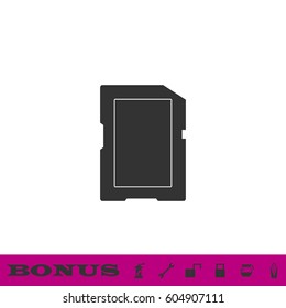 Memory card icon flat. Black pictogram on white background. Vector illustration symbol and bonus button
