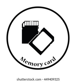 Memory card icon. Flat color design. Vector illustration. Thin circle design. Vector illustration.