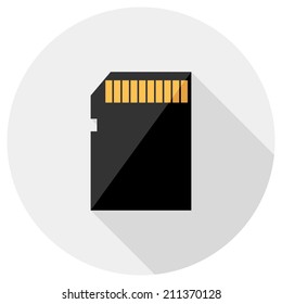 Memory card icon. Flat design style modern vector illustration. Isolated on stylish color background. Flat long shadow icon. Elements in flat design.