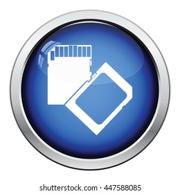 Memory card icon. Glossy button design. Vector illustration.