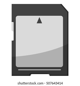 Memory card icon. Gray monochrome illustration of memory card vector icon for web