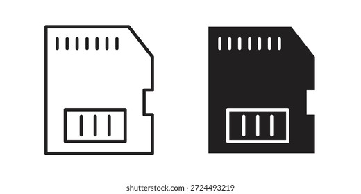 Ilustración del icono de la tarjeta de memoria, Vector de línea delgada, signo de Diseño web,