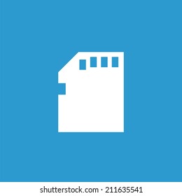 memory card icon, isolated, white on the blue background. Exclusive Symbols 