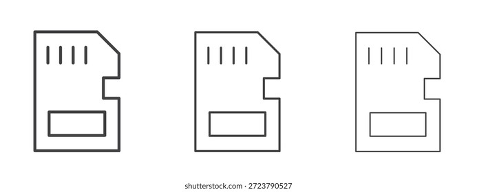 Icono de tarjeta de memoria en estilo de doodle de arte de línea. Signo de contorno de trazo editable, eps 10