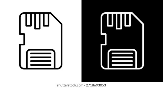 Icono de tarjeta de memoria de línea de estilo blanco y negro