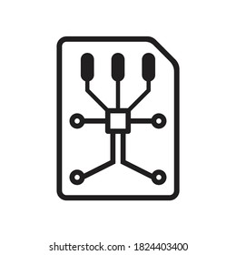 icono de tarjeta de memoria. icono de línea en fondo blanco