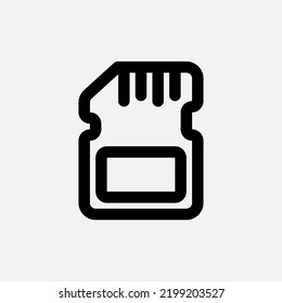 Tarjeta de memoria. icono en el estilo de línea sobre cámara, uso para presentación de aplicaciones móviles del sitio web