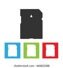 Memory card icon. Memory card logo isolated on white background. SD memory card flat vector illustration.