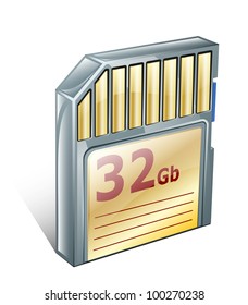 Memory card icon on white background. Vector illustration