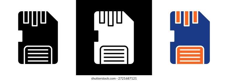 Conjunto de iconos de tarjeta de memoria Ilustración vectorial de glifos