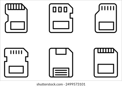 Memory Card Icon set, Micro Sd Card Icon on white background