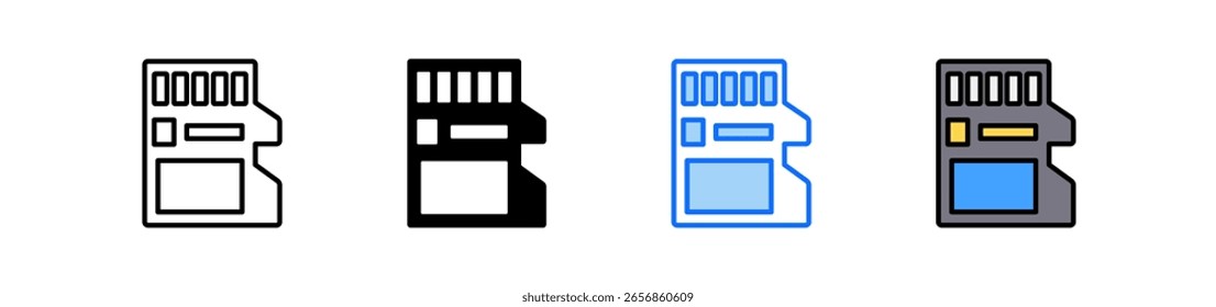 Memory Card Icon Set Multiple Style Collection