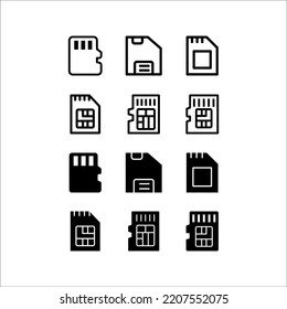 Memory card icon set on white background. Vector illustration.