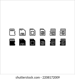 Icono de tarjeta de memoria establecido en fondo blanco. Ilustración vectorial.