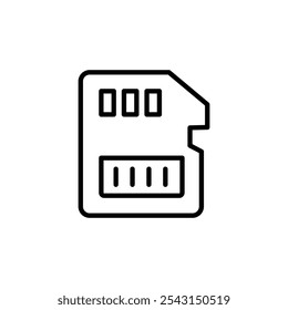 Memory card icon set. outlined and solid filled versions.