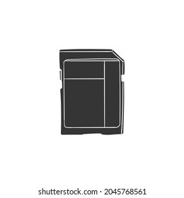 Memory Card Icon Silhouette Illustration. Photo Storage Vector Graphic Pictogram Symbol Clip Art. Doodle Sketch Black Sign.