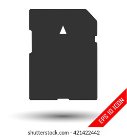 Memory card icon. Memory card silhouette. SD Memory Card. Flash drive icon. Vector illustration.