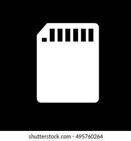 Memory card icon. Simple logo of flash drive isolated on black background. Flat illustration.