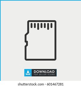 memory card icon. simple outline memory card vector icon. on white background.