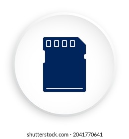 Memory card icon for storing information in neomorphism style for mobile app. Button for mobile application or web. Vector on white background