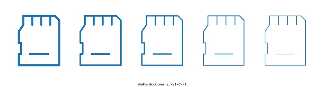 Memory card icon Symbol collection thin outline set