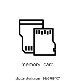 Memory Card Icon , Template Design Logo Emblem Isolated Illustration , Outline Solid Background White
